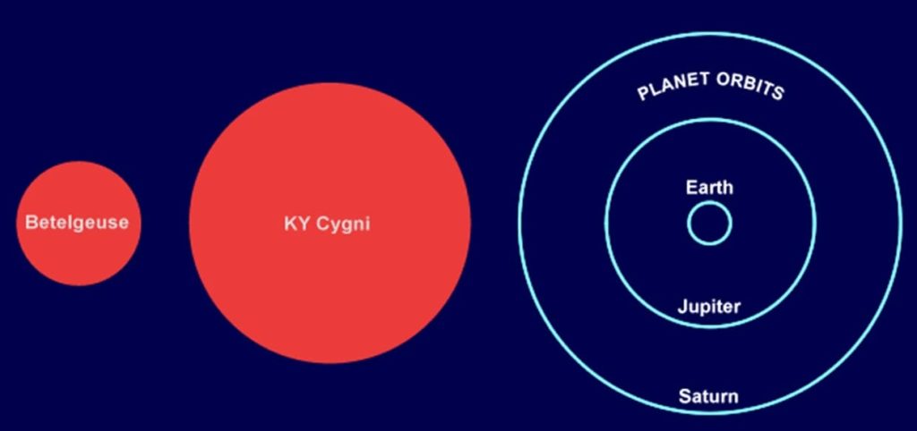 KY Cygni size comparison