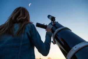 a telescope aimed at the moon